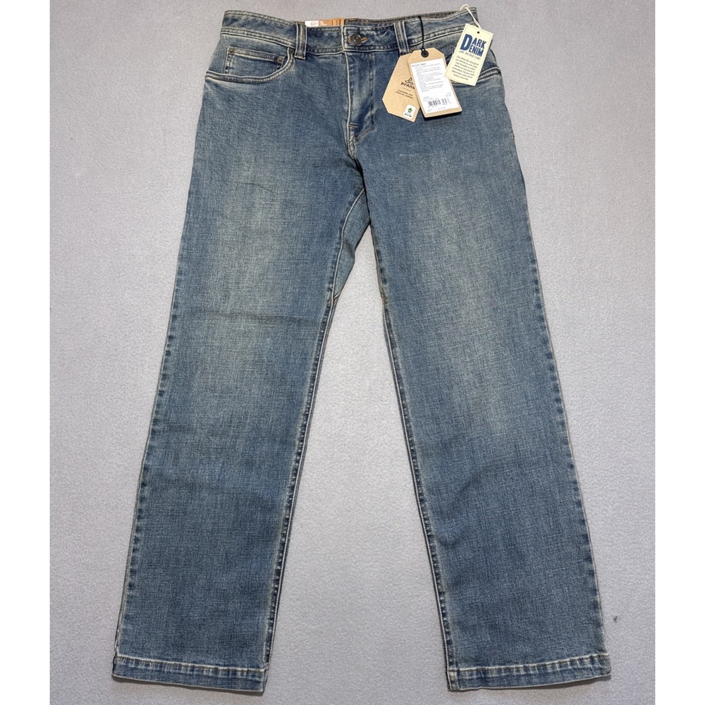 PRANA Axiom Jean Straight‎ Leg Mens 30x30 Antique Stone Wash Stretch Denim NWT